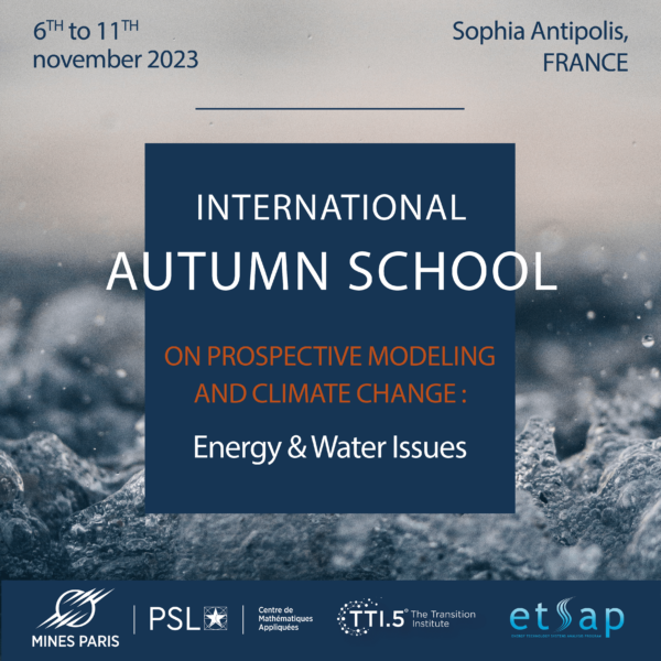 Autumn School :  Prospective Modeling and Climate Change: Energy & Water issues – Novembre 2023